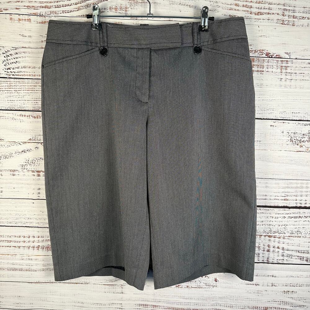 Y2K Worthington Modern Fit Black White Dressy Bermuda Shorts Culottes Womens 14